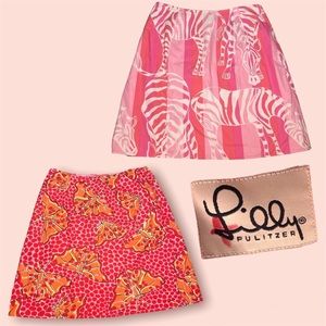 Vintage Lilly Pulitzer Reversible Wrap Skirt Zebra/Butterflies Sz 6 White Label